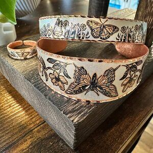 Handmade Boho Western Copper Butterfly Wide Cuff Bracelet, Gift box